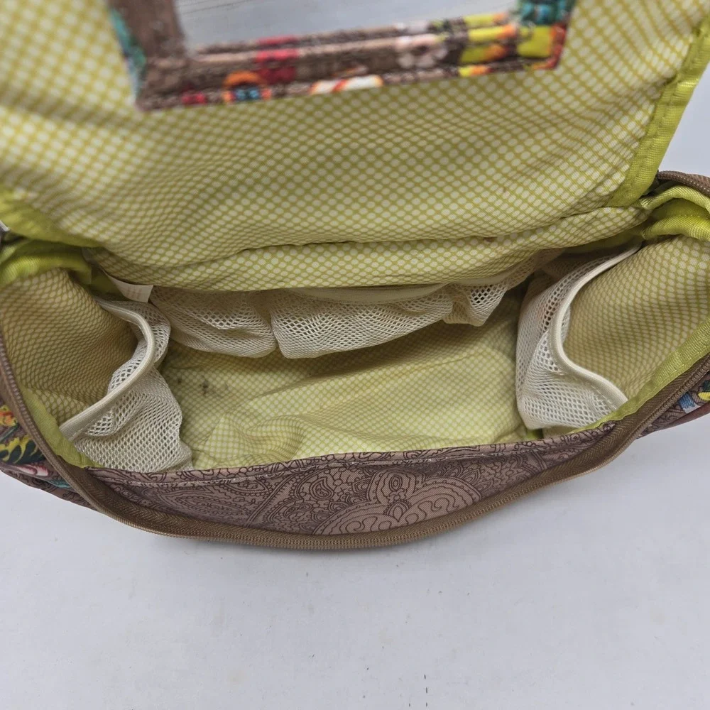 Oilily Floral Paisley Hanging Toiletry Bag Travel Makeup Case Brown Multi